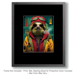 Hip Sloth Smoking a Marijuana Joint - Weed Wall Art Print