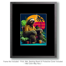 Retro Sloth Smoking a Marijuana Joint - Weed Wall Art Print