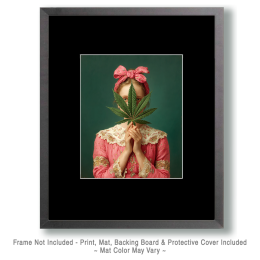 Mary Jane Peeking Through Pot Leaf - Weed Wall Art Print