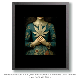Marijuana Leaf Close to Her Heart - Weed Wall Art Print