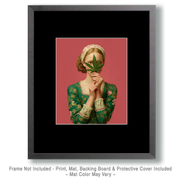 Mary Jane Peeks Through Pot Leaf - Weed Wall Art Print