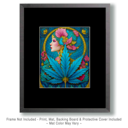 Nouveau Pot Leaf & Flapper - Weed Wall Art Print