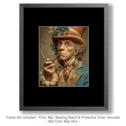 Old Mad Hatter Smoking a Joint - Weed Wall Art Print
