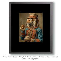 Tiger Gentleman Smoking a Joint - Weed Wall Art Print