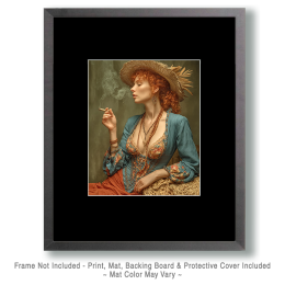 Old West Lady Smoking a Joint - Weed Wall Art Print