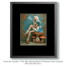Alice Smoking a Joint - Weed Wall Art Print