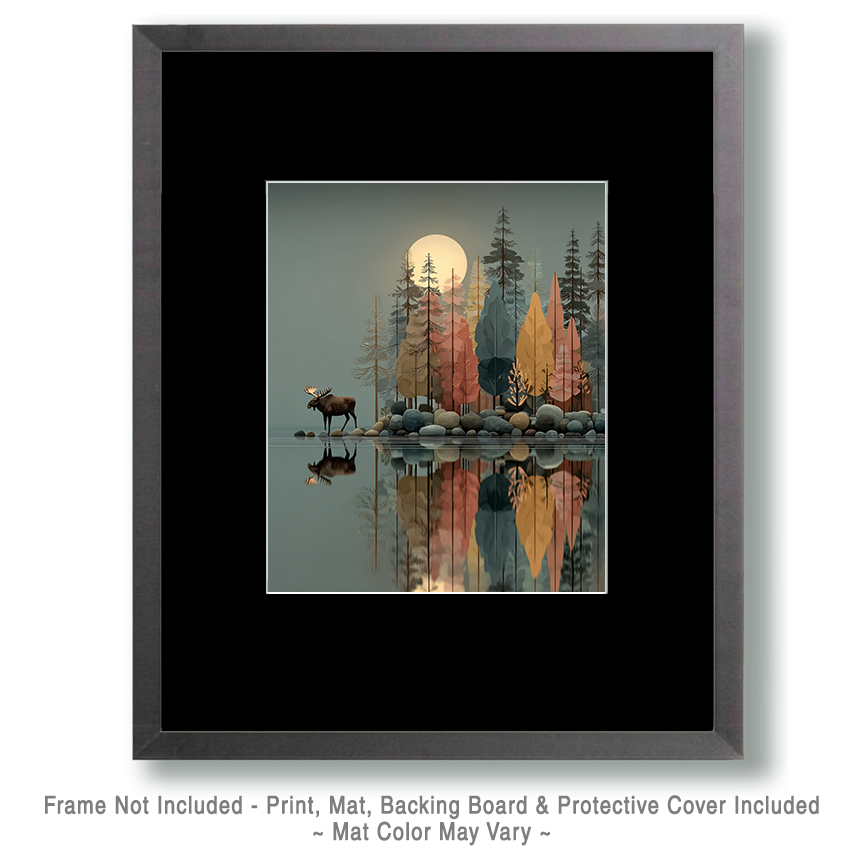 Midnight Reflection Moose Art