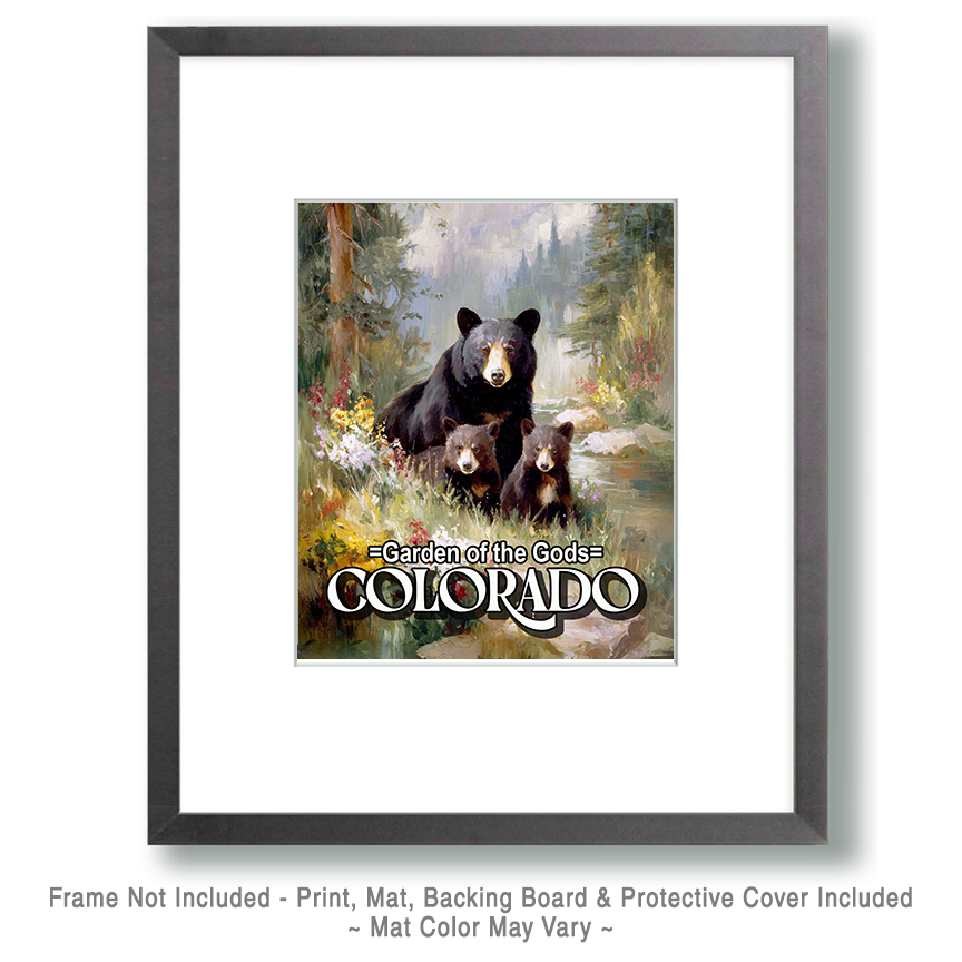 Mother Bear with Cubs - Garden of the Gods Souvenir Art Print - Image 2