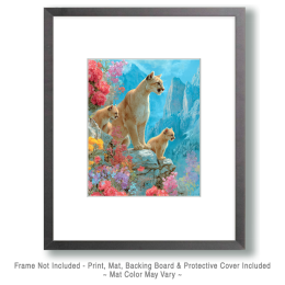 Mom with Kittens - Mountain Lion Art