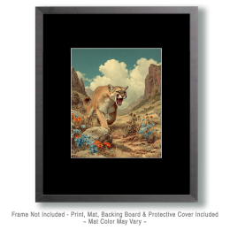 Approaching and Growling - Mountain Lion Art