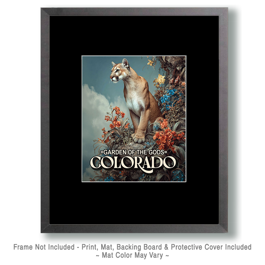 Naturalist Style Mountain Lion - Garden of the Gods Souvenir Art Print - Image 2