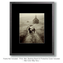 Heading to Church - B&W Old West Art