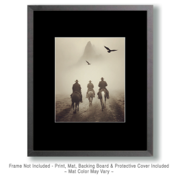 Two Ravens Three Cowboys - Black & White Southwestern Style Art