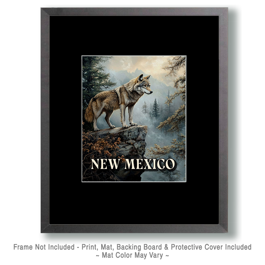Wolf Looking the Land Over - New Mexico Souvenir Art Print - Image 2