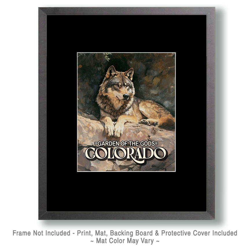 Wolf Resting on Cliff - Garden of the Gods Souvenir Art Print - Image 2
