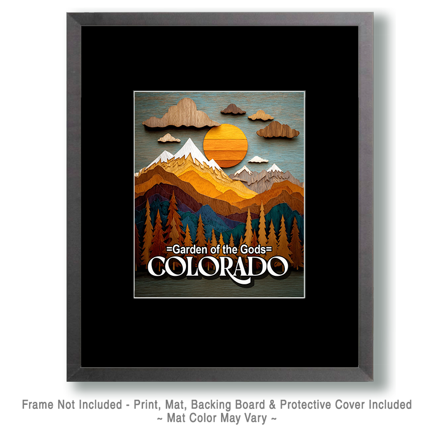 Wood Relief Sunset - Garden of the Gods Souvenir Art Print - Image 2