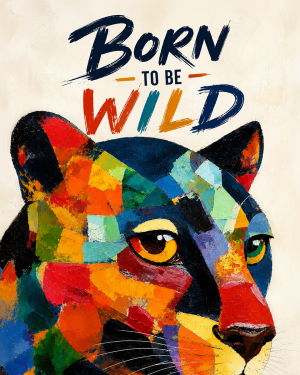 Abstract Mountain Lion - Born to Be Wild - Wildlife Art Print