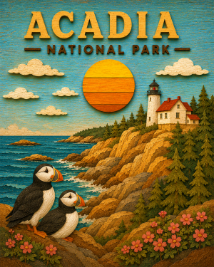 Acadia National Park Souvenir Art Print - Name Drop Destination Travel Poster