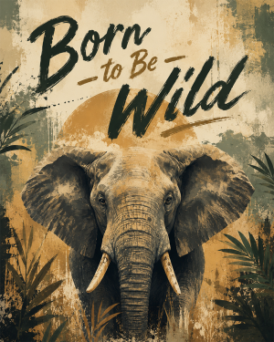 African Elephant - Born to Be Wild - Wildlife Art Print