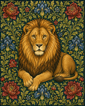 African Lion - 19th Century Arts and Crafts Style Art Print