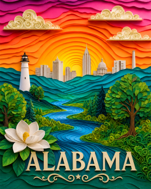 Alabama Souvenir Art Print - Name Drop Destination Travel Poster