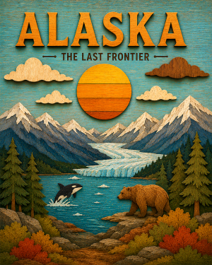 Alaska Souvenir Art Print - Name Drop Destination Travel Poster