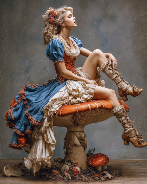 Alice on an Amanita - Mushroom Decor