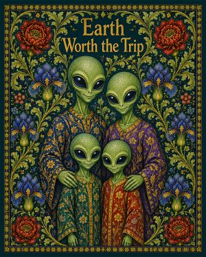 Alien Family - Eart - Worth the Trip - Art Nouveau Cryptid Artwork
