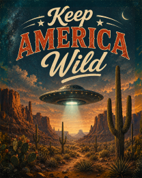 Alien Flying Saucer - Keep America Wild Art Print - Americana Nature Artwork