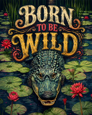 Alligator in Lily Pads - Born to Be Wild - Wildlife Art Print