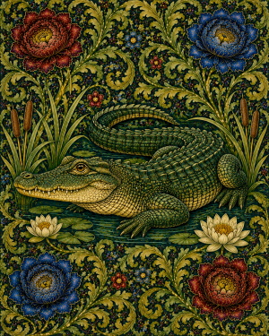 Alligator - 19th Century Arts and Crafts Style Art Print