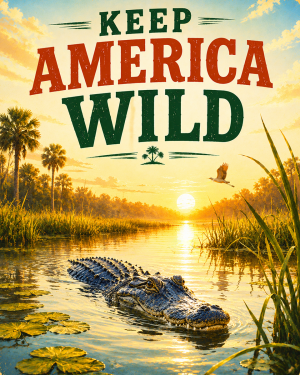 Alligator - Keep America Wild Art Print - Americana Nature Artwork