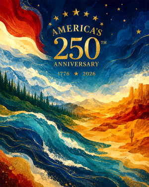 American Abstract Landscape - USA 250th Anniversary Art Print