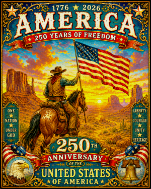 American Cowboy West - USA 250th Anniversary Art Print