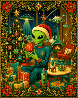 An Alien X Mas - Christmas Art Print