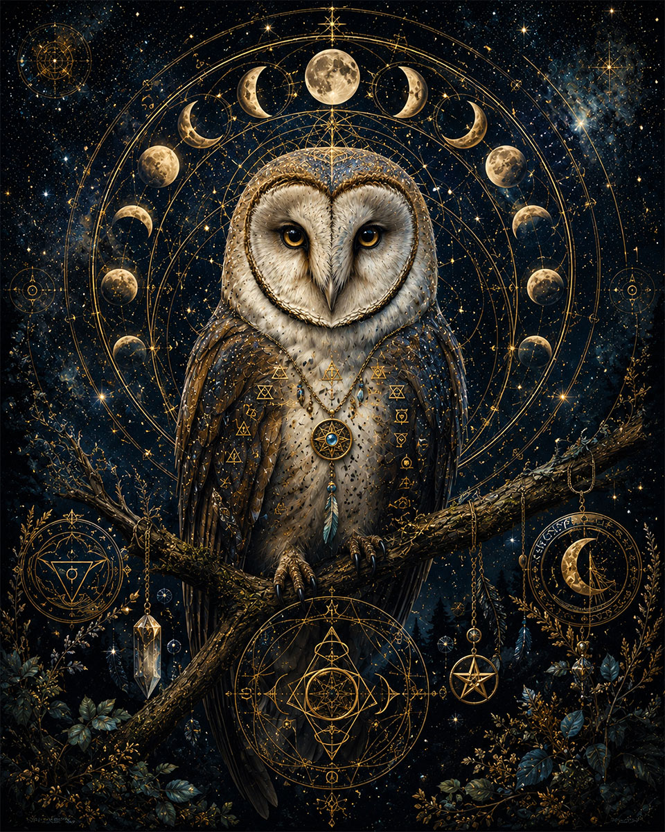 Ancient Owl Spirit - Metaphysical Art Prints & Spiritual Wall Decor