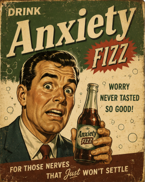 Anxiety Fizz - Vintage Advertising Parody Soda Ad