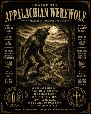 Appalachian Werewolf - Folk Horror - Appalachian Gothic Art Print