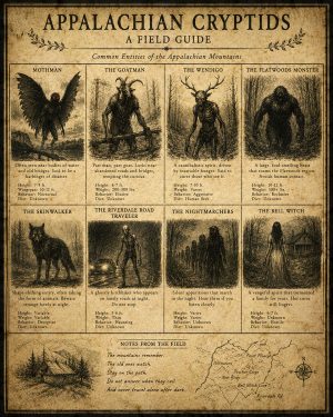 Appalachian Cryptids Field Guide - Folk Horror - Appalachian Gothic Art Print