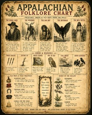 Appalachian Folklore Chart - Folk Horror - Appalachian Gothic Art Print