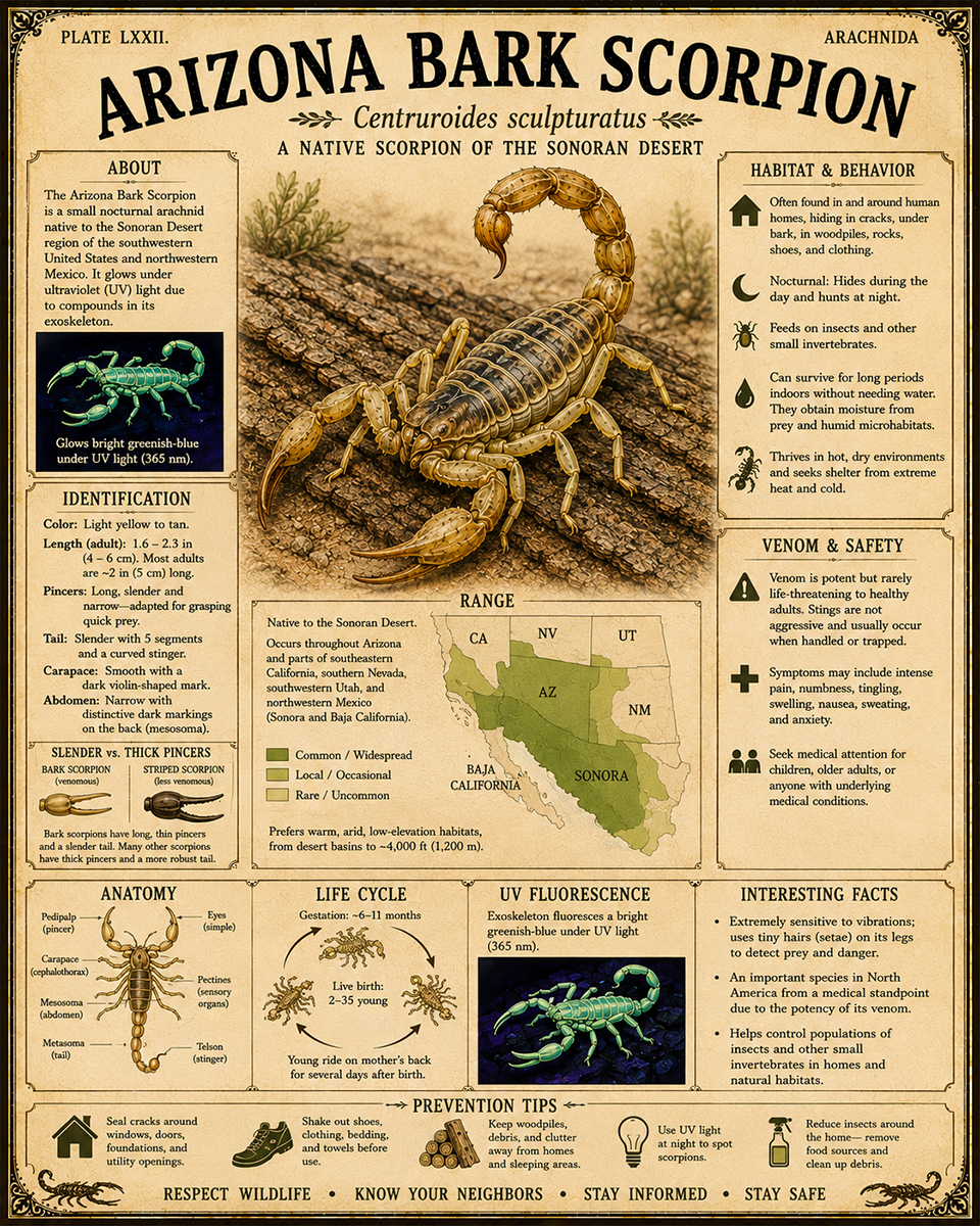 Arizona Bark Scorpion - Vintage Wildlife Art - Antique Nature Illustration