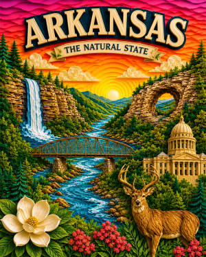 Arkansas Souvenir Art Print - Name Drop Destination Travel Poster