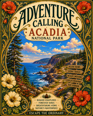 Art Nouveau Acadia National park - Adventure Calling