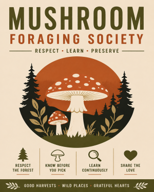 BOHO Mushroom Foraging Society Poster