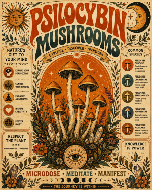 BOHO Style Psilocybin Mushroom Poster