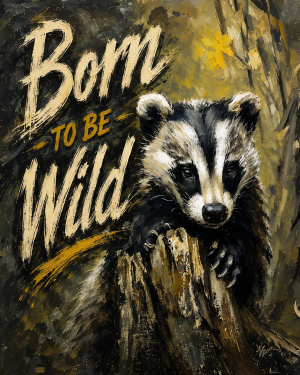 Badger - Born to Be Wild - Wildlife Art Print