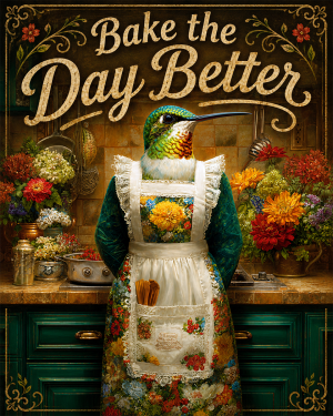 Bake the Day Better - Hummingbird - Whimsical Kitchen Wall Decor