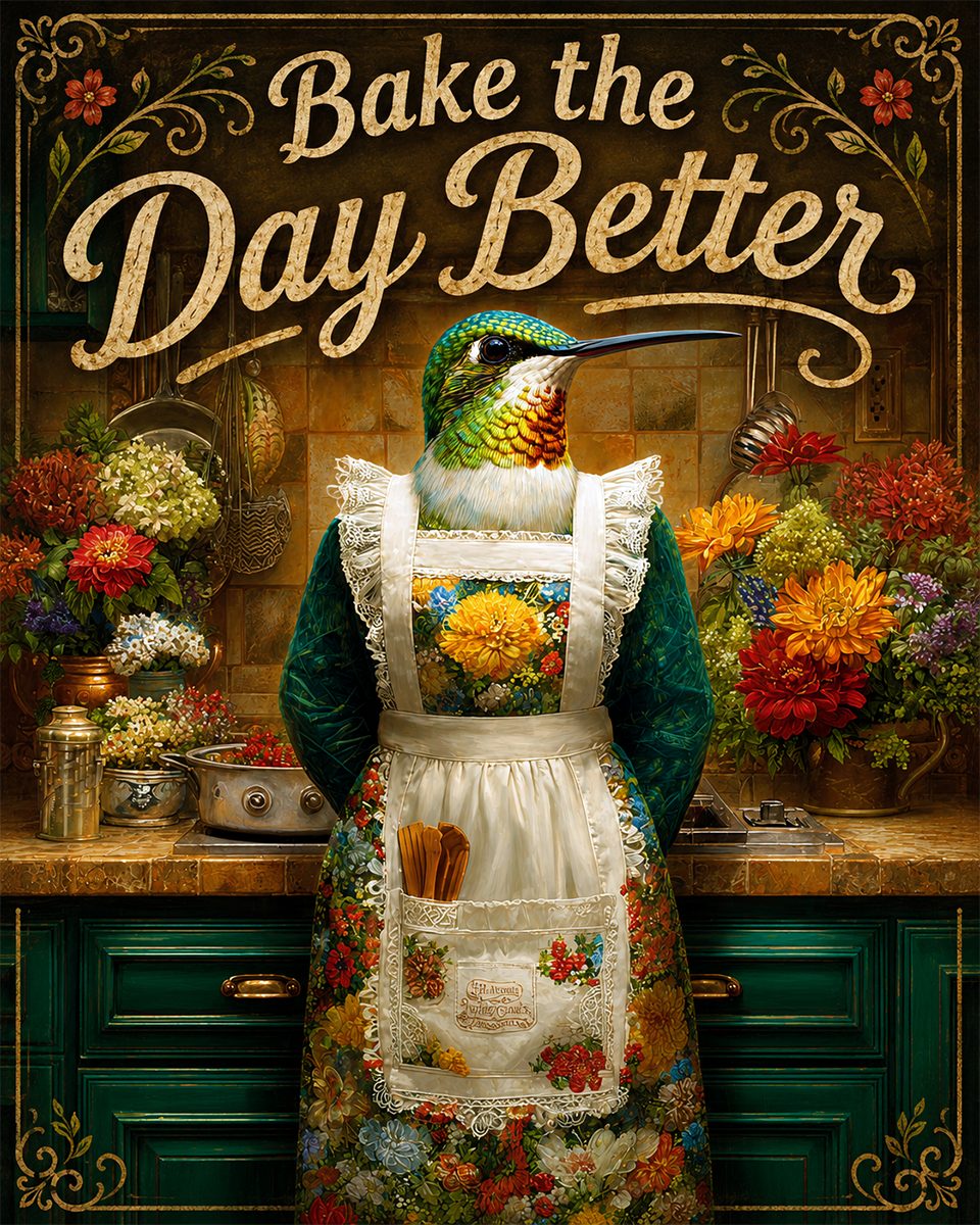 Bake the Day Better - Hummingbird - Whimsical Kitchen Wall Decor