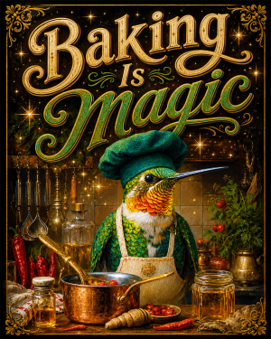 Baking is Magic - Hummingbird - Whimsical Kitchen Wall Decor