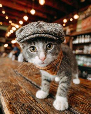 Barbary at a Boston Bar - Cats in Hats Art Print